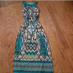 Sandra Darren Maxi Dress 6 Turquoise Beading ❤️